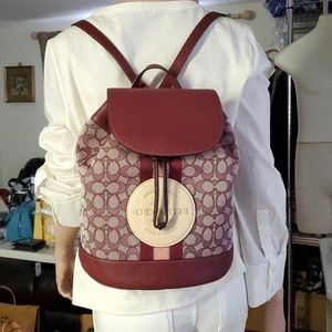 NWT - COACH Dempsey Drawstring Backpack In Signature Jacquard w Stripe And Patch